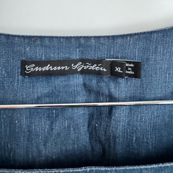 Gudrun Sjoden Women XL Stripe Oversized Linen cotton Purple Stripe Dress cozy - Picture 2 of 10